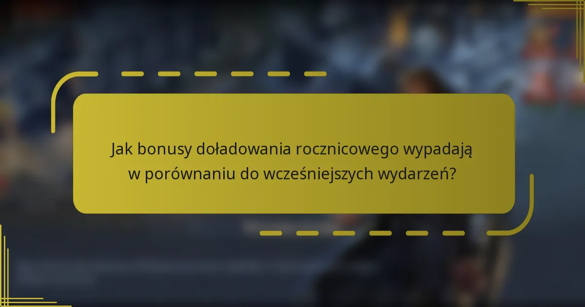 Jak bonusy doładowania rocznicowego wypadają w porównaniu do wcześniejszych wydarzeń?