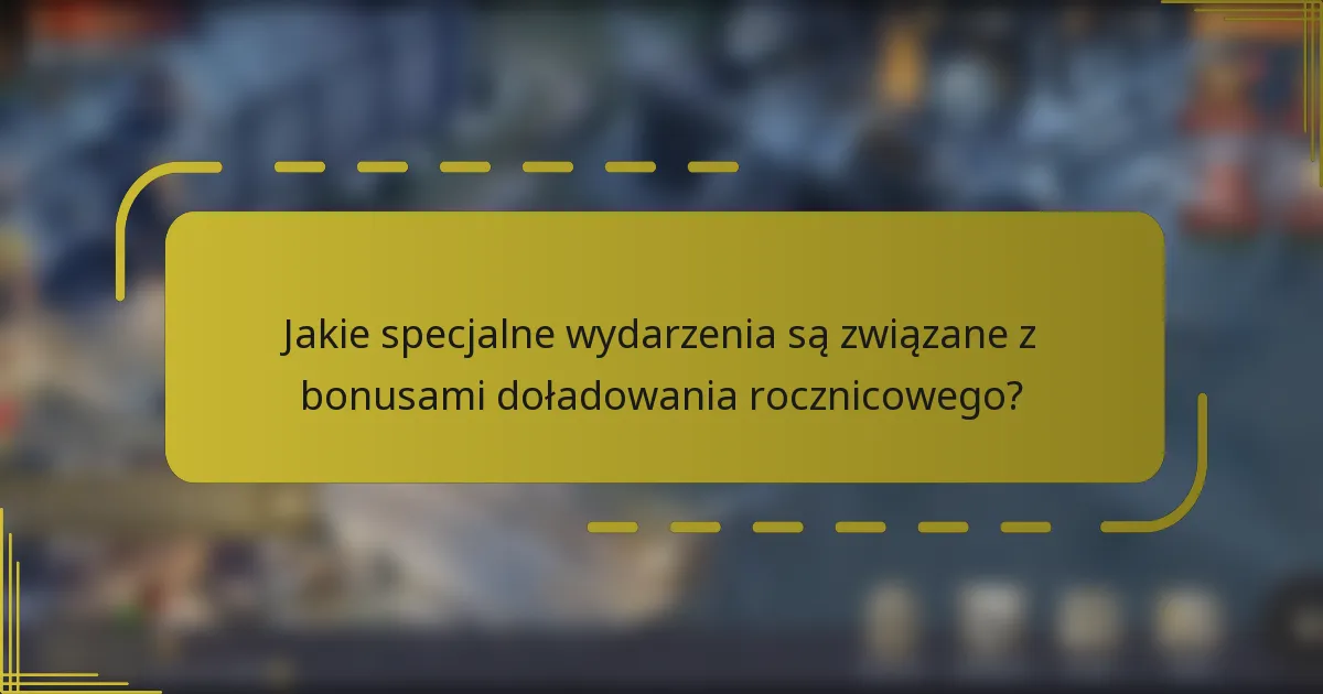 Jakie specjalne wydarzenia są związane z bonusami doładowania rocznicowego?